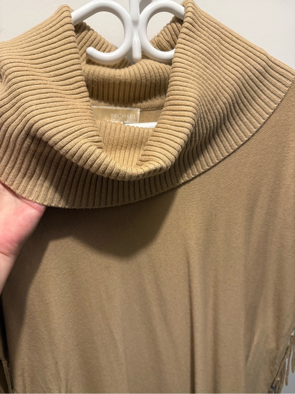 Michael Kors Camel Ribbed Cowl Neck Sweater